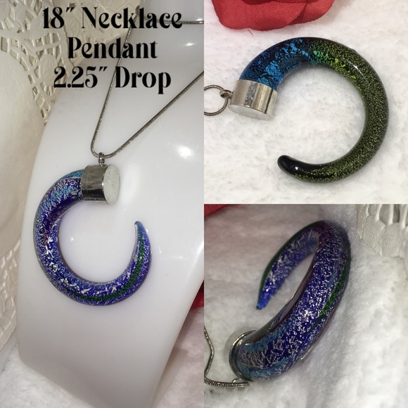 3-$15 Lucky Elephant Tusk Chunky Glass Pendant Necklace - Picture 2 of 3